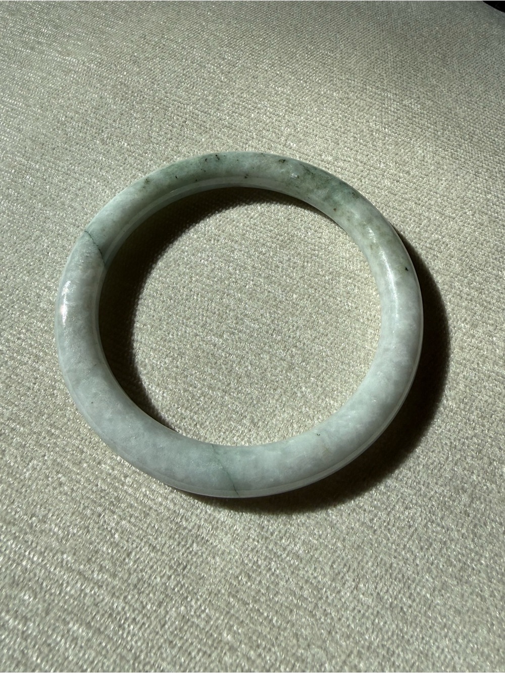 57.3mm White with Green Jadeite Jade Bangle - Natural Grade A